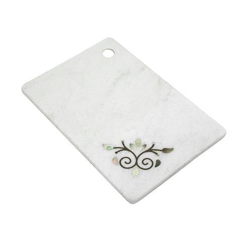 White Marble Chopping Board with Mother of Pearl